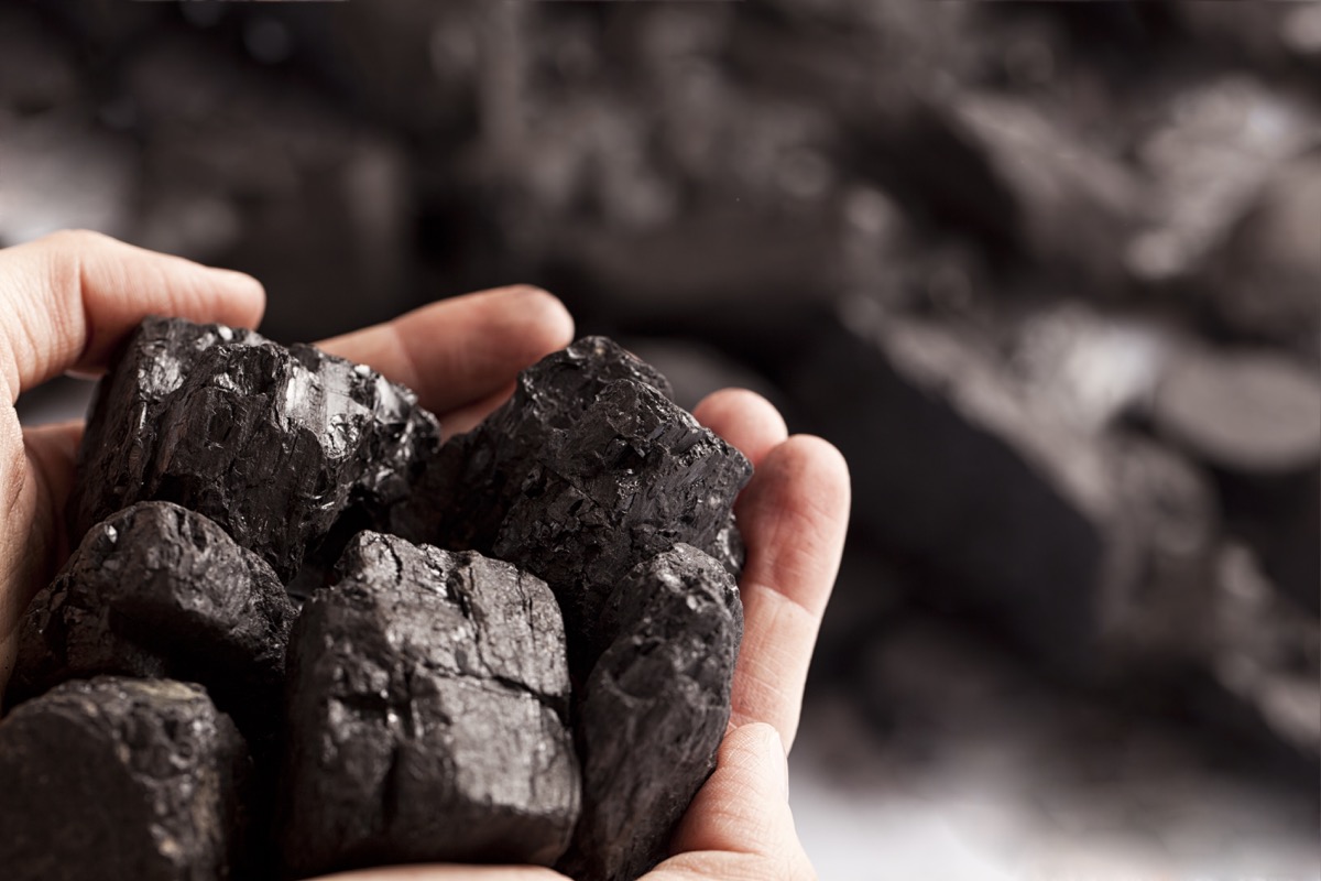 Przykład węgla brunatnego wydobywanego z kopalni odkrywkowej.